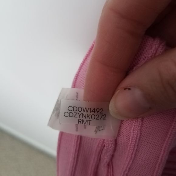 Calvin Klein Ribbed Ruffle Sleeve Sweater Dress Pink XL NWT - Picture 7 of 7